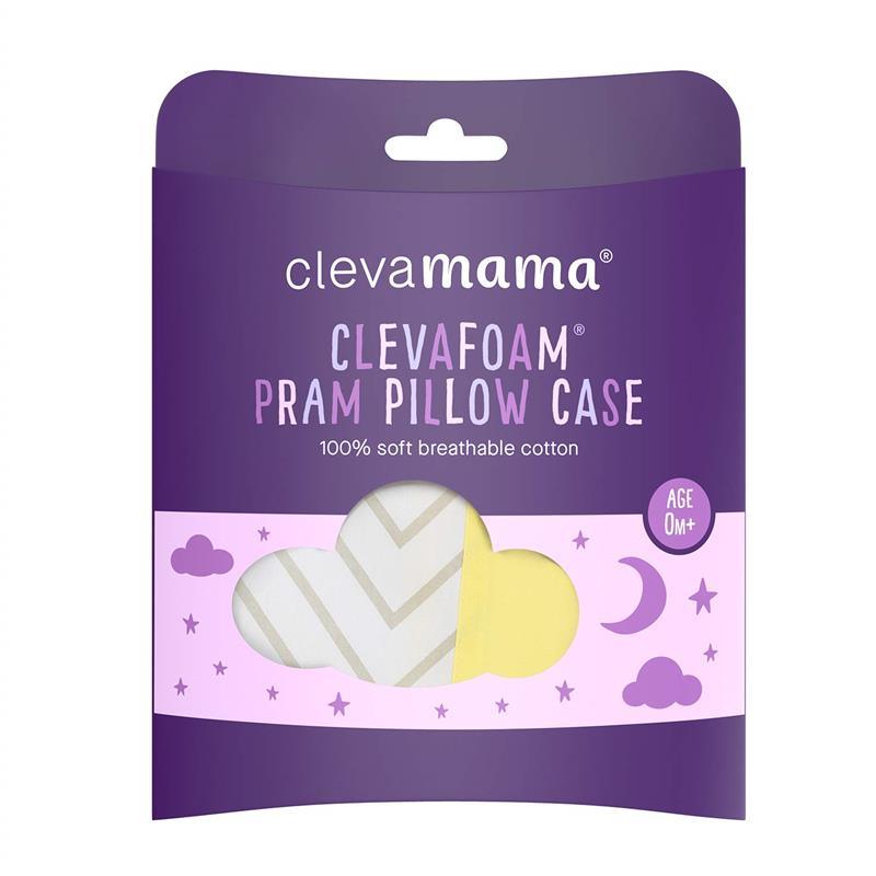 Clevamama - Clevafoam Pram Baby Pillow Case - Grey/Yellow Image 2