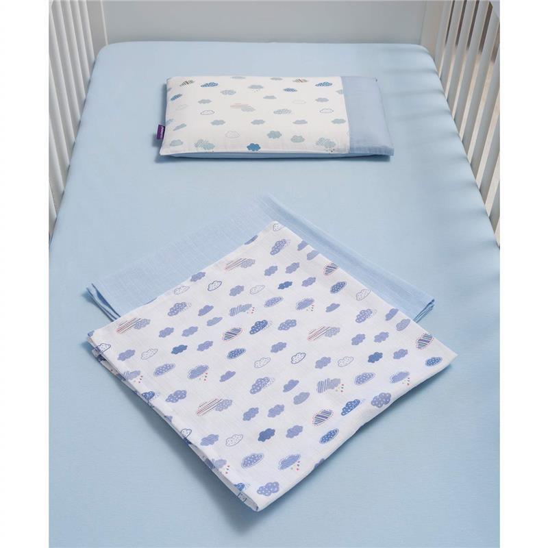 Clevamama - Replacement Pram Pillow Case, Blue 0+ Image 3