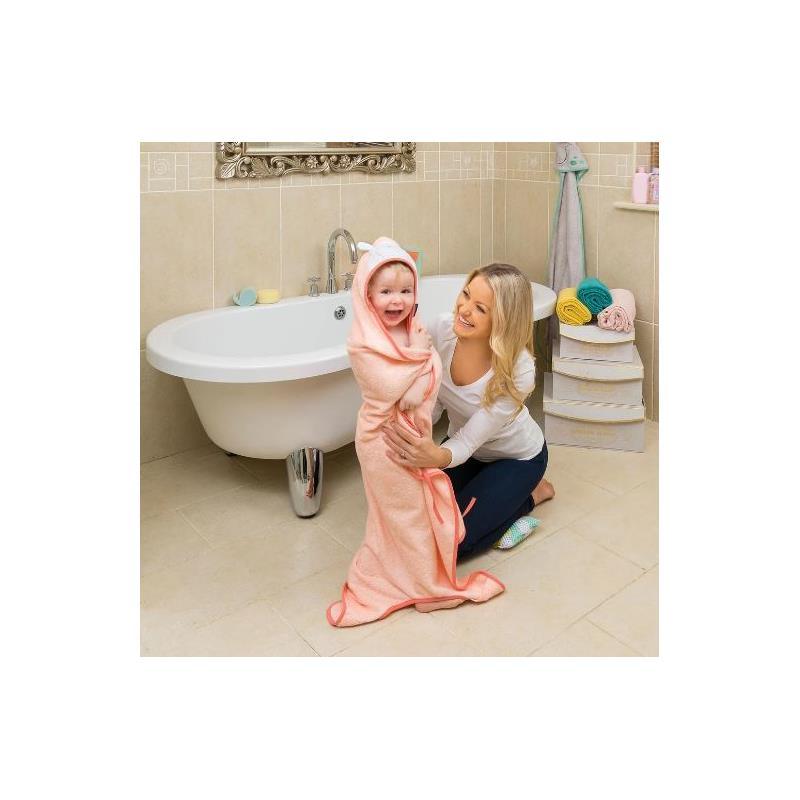 Clevamama Splash N Wrap Apron Towel Coral Pink - Baby Towel Image 3