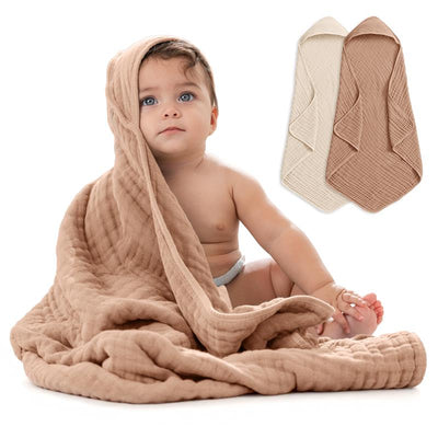 Comfy Cubs - 2Pk Hooded Baby Towel Cedar & Sand Image 1