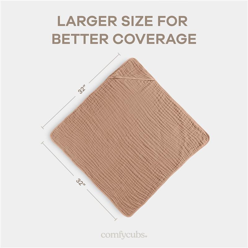 Comfy Cubs - 2Pk Hooded Baby Towel Cedar & Sand Image 3