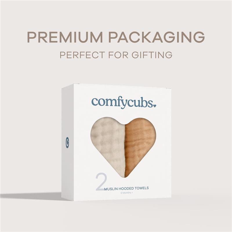 Comfy Cubs - 2Pk Hooded Baby Towel Cedar & Sand Image 6