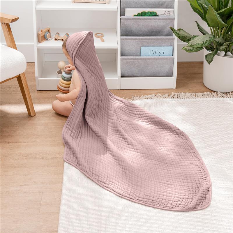Comfy Cubs - 2Pk Hooded Baby Towel Mauve & Blush Image 2