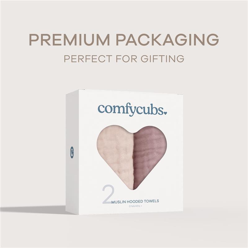 Comfy Cubs - 2Pk Hooded Baby Towel Mauve & Blush Image 5