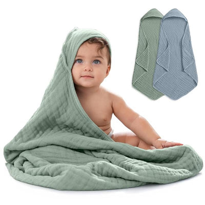 Comfy Cubs - 2Pk Hooded Baby Towel Pacific Blue & Fern Image 1
