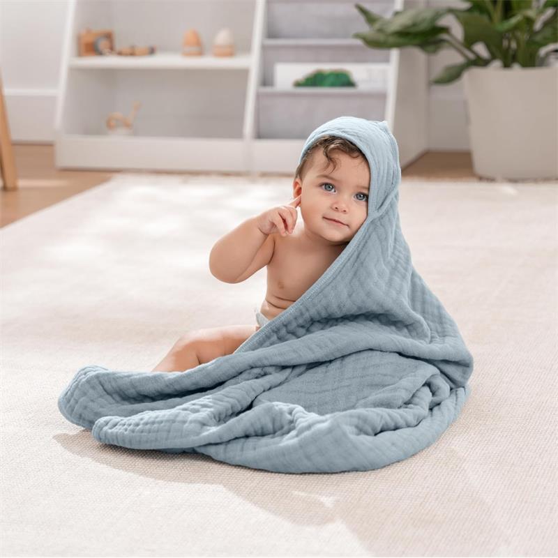 Comfy Cubs - 2Pk Hooded Baby Towel Pacific Blue & Fern Image 4