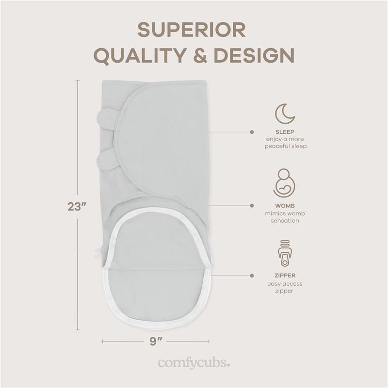 Comfy Cubs 3Pk Easy Swaddle Blanket with Zipper Closure, Stone, Pacific Blue & Sage Image 3