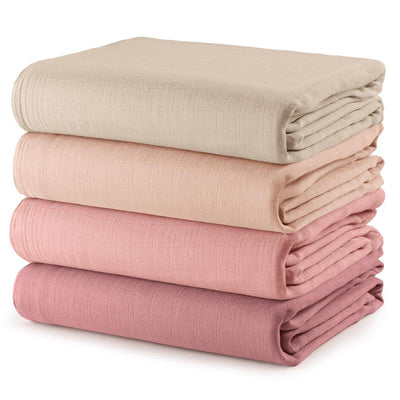 Comfy Cubs 4Pk Muslin Swaddle Blankets, Cream, Blush, Bold Blush, Mauve Image 1