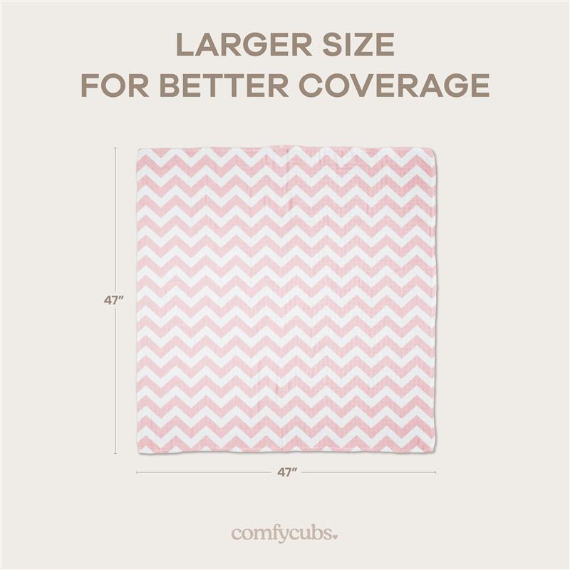 Comfy Cubs 4Pk Muslin Swaddle Blankets, Pink Image 4