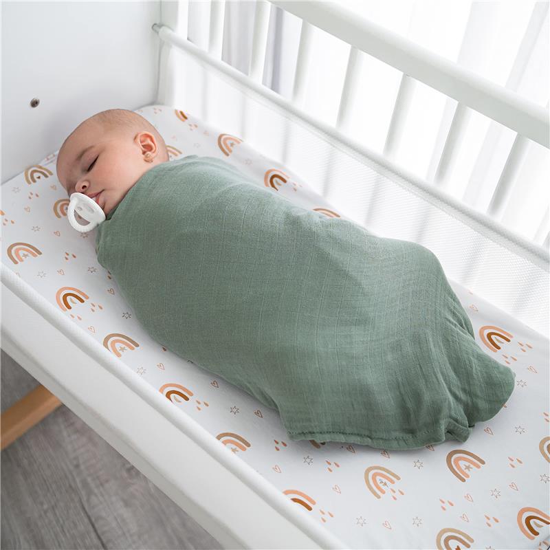 Comfy Cubs 4Pk Muslin Swaddle Blankets, Sage, Pacific Blue, Fern, Neptune Image 2