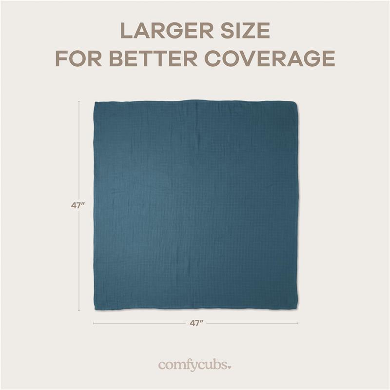 Comfy Cubs 4Pk Muslin Swaddle Blankets, Sage, Pacific Blue, Fern, Neptune Image 4