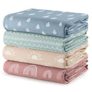 Comfy Cubs 4Pk Muslin Swaddle Blankets, Sun, Rainbow, Rain, Doodle Image 1