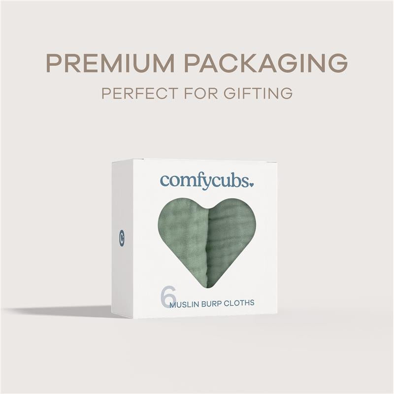 Comfy Cubs - 6Pk Muslin Burp Cloths Fern Image 6