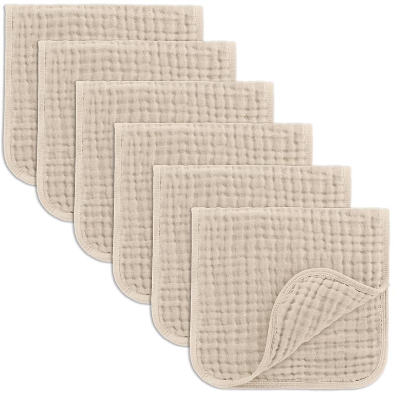 Comfy Cubs - 6Pk Muslin Burp Cloths, Sand