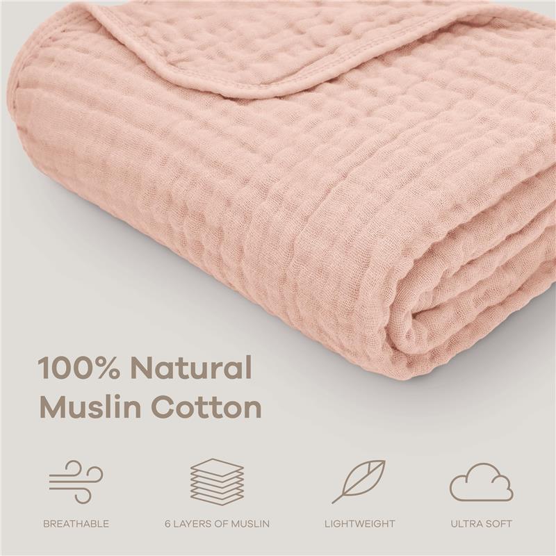 Comfy Cubs Muslin Baby Blanket, Blush Image 3