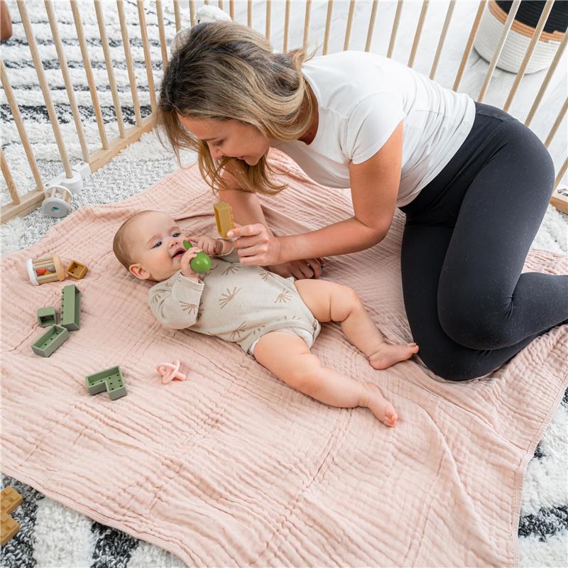 Comfy Cubs Muslin Baby Blanket, Blush Image 5