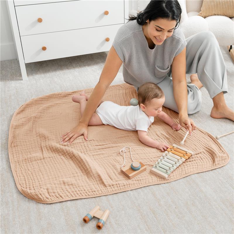 Comfy Cubs Muslin Baby Blanket, Cream Image 2