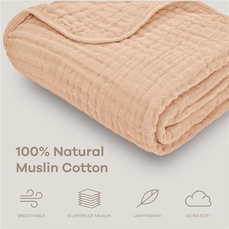 Comfy Cubs Muslin Baby Blanket, Cream Image 3