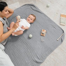 Comfy Cubs Muslin Baby Blanket, Heather Blue Image 2