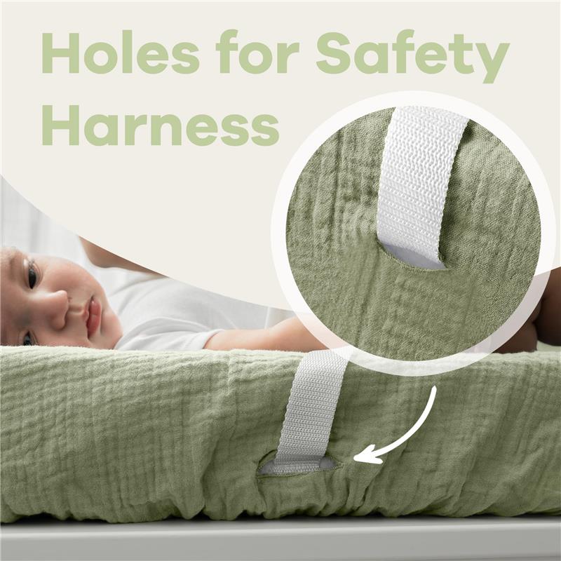 Comfy Cubs - Muslin Fitted Changing Pad Cover, Sage Image 3