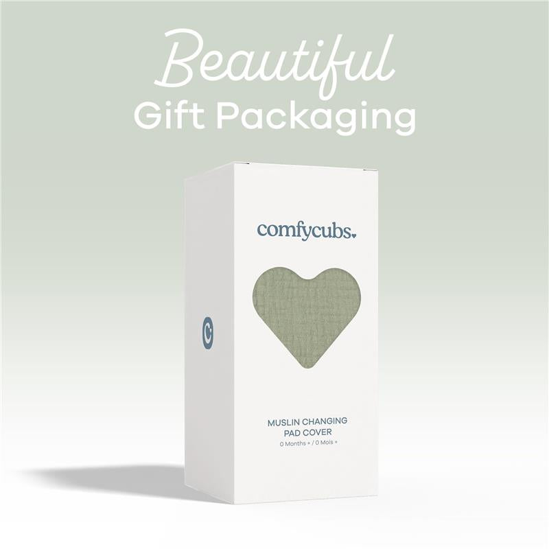 Comfy Cubs - Muslin Fitted Changing Pad Cover, Sage Image 4