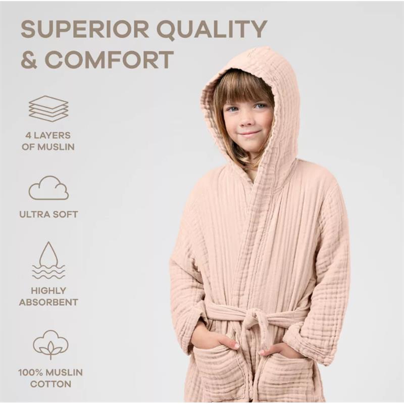 Comfy Cubs - Muslin Kids Bathrobe Blush Image 3