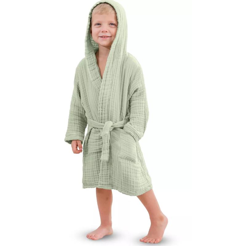 Comfy Cubs - Muslin Kids Bathrobe Sage