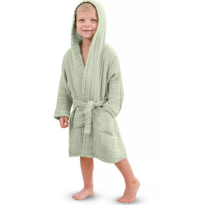 Comfy Cubs - Muslin Kids Bathrobe Sage Image 1