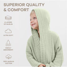 Comfy Cubs - Muslin Kids Bathrobe Sage Image 2