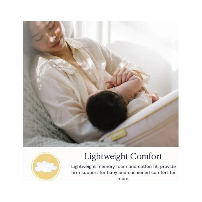 Mother breastfeeding a baby using the Comia Halo Smart Nursing Pillow, with a focus on comfort and support.