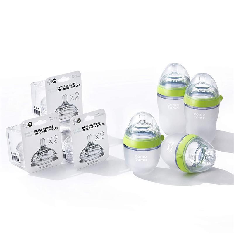 Comotomo - 7Pk Baby Bottle Bundle, Green Image 6