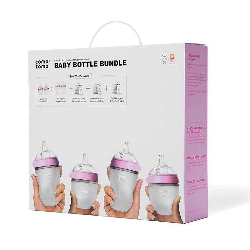 Comotomo - 7Pk Baby Bottle Bundle, Pink Image 7