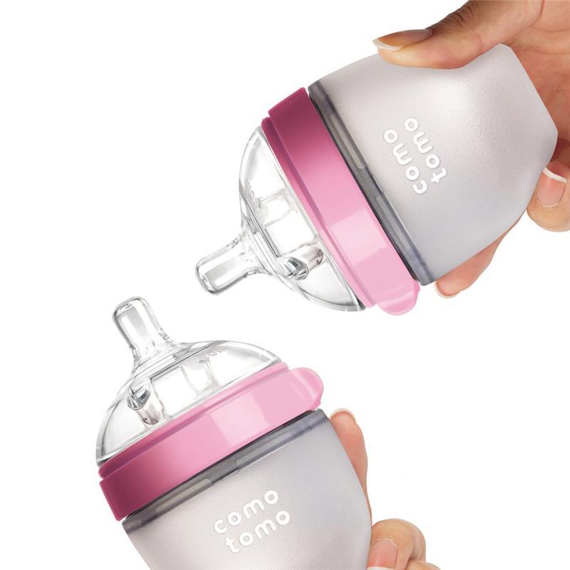 Comotomo - 2Pk Natural Feel Baby Bottle, Pink (5Oz) Image 6