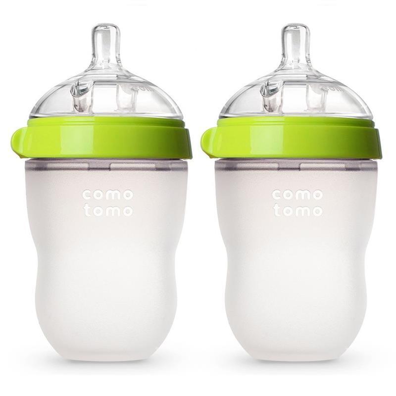 Comotomo - 2Pk Natural Feel Baby Bottle, Green (8Oz) Image 1