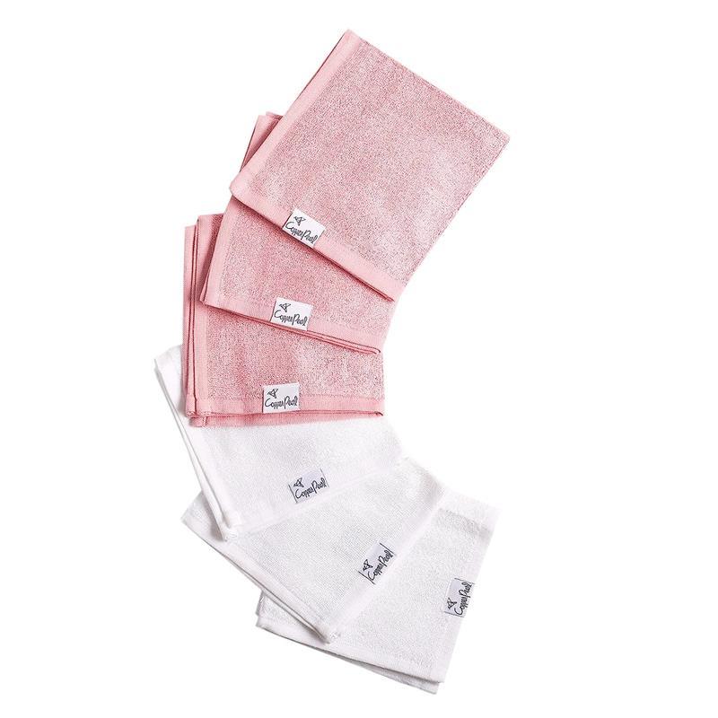 Copper Pearl - 6Pk Baby Bath Washcloths, White/Pink Image 1