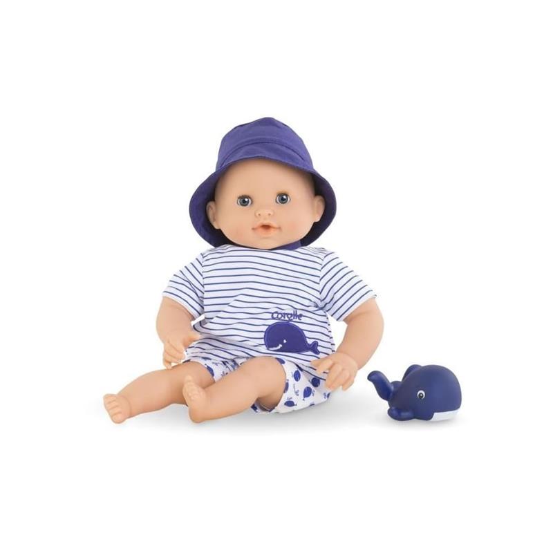 Corolle Dolls Bebe Bath Marin Baby Doll 12 Soft-Body with Rubber Whale Toy Image 3