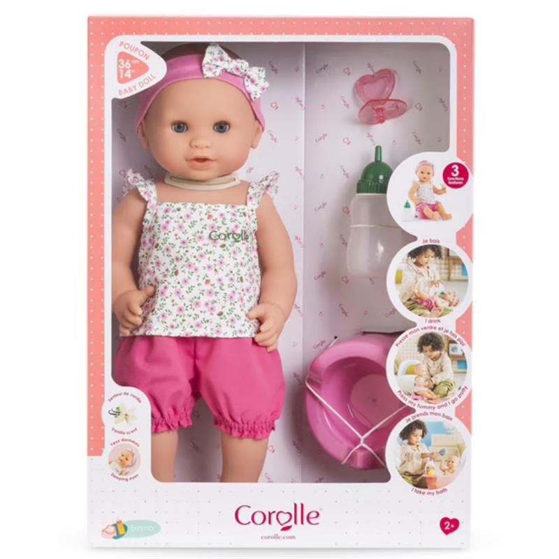 Corolle Dolls Emma Drink-And-Wet Bath Baby, Flowered Image 3