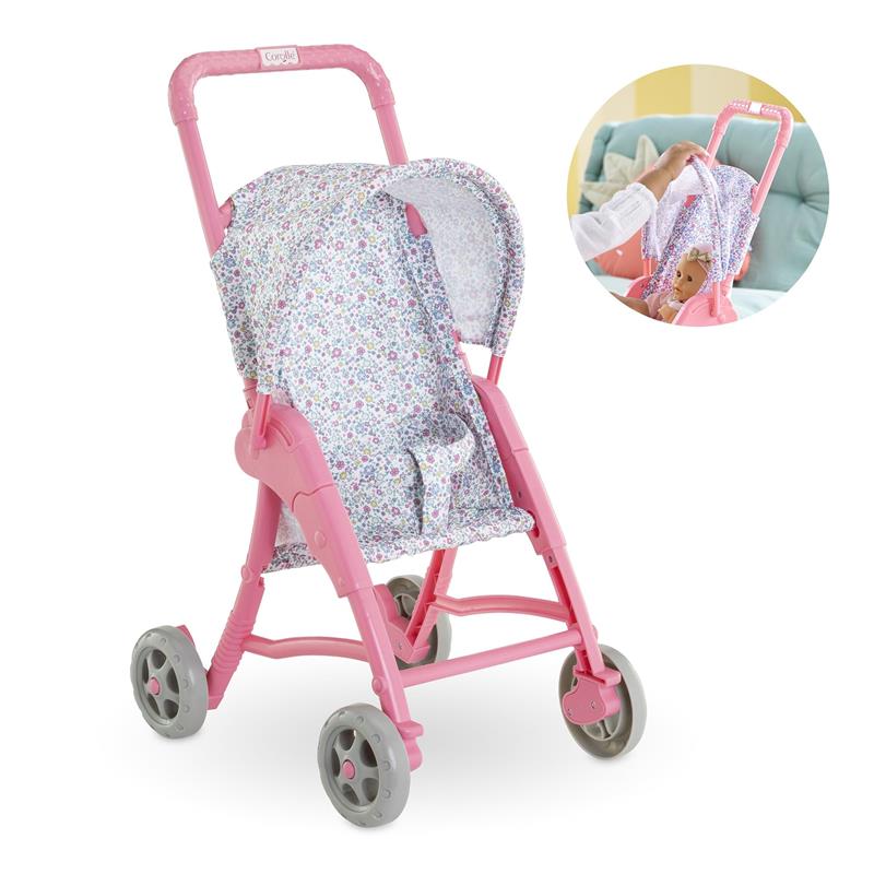 Floral-patterned pink pushchair accessory for 30 cm dolls, designed for imaginative play.