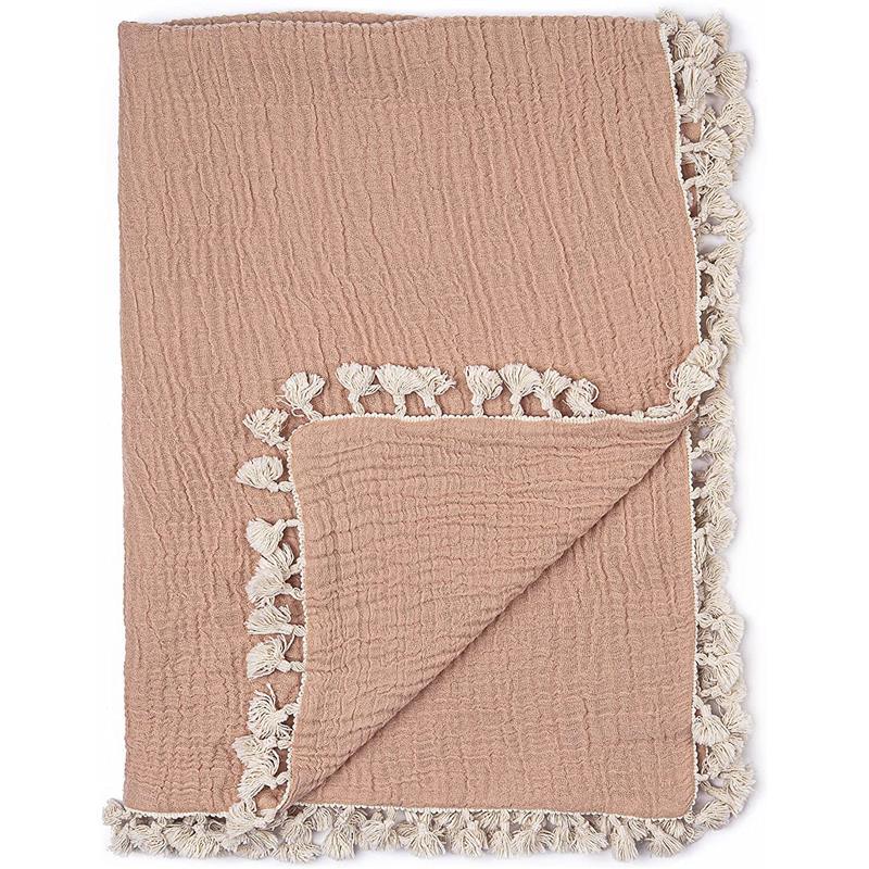 Crane - Baby Muslin Swaddle Blanket, Copper Red Image 1