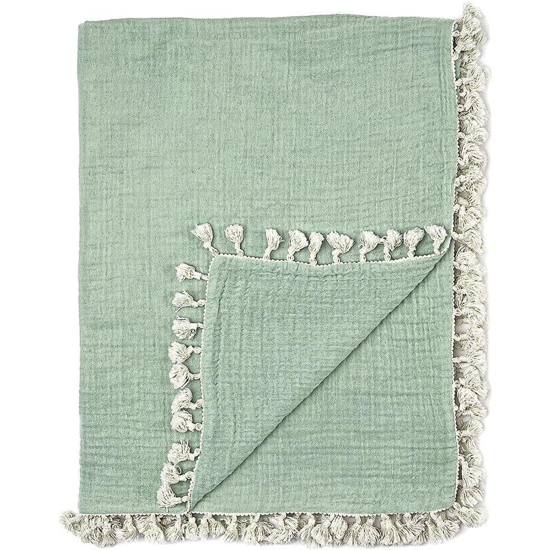 Crane - Baby Muslin Swaddle Blanket, Evergreen Image 1