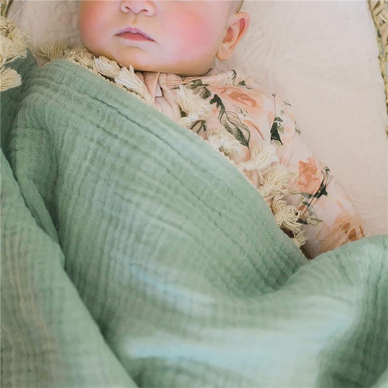 Crane - Baby Muslin Swaddle Blanket, Evergreen Image 2