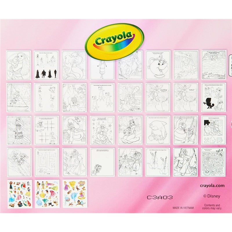 Crayola Color & Sticker Activity Set features Disney Princess-themed coloring pages and stickers.