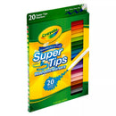 Crayola Washable Super Tips Markers package, containing 20 markers for thick and thin drawing, in vibrant colors.