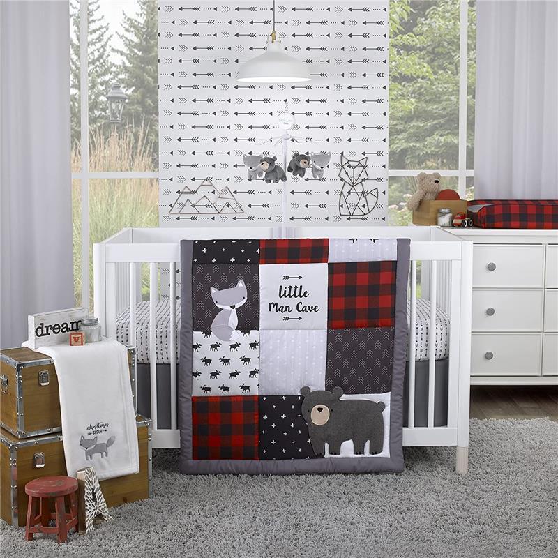 Crown Crafts - Little Love By Nojo Little Man Cave 3 Piece Crib Bedding Set Image 1