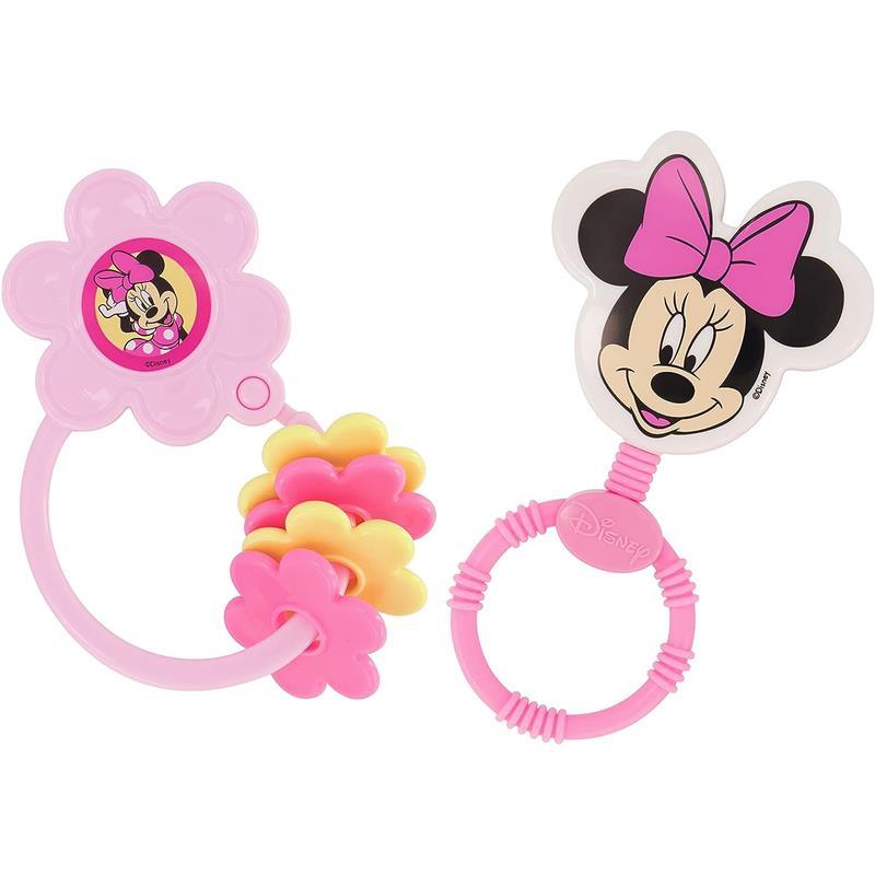 Cudlie - 2Pk Disney Minnie Mouse Character Shape Rattle and Keyring Teether Image 1