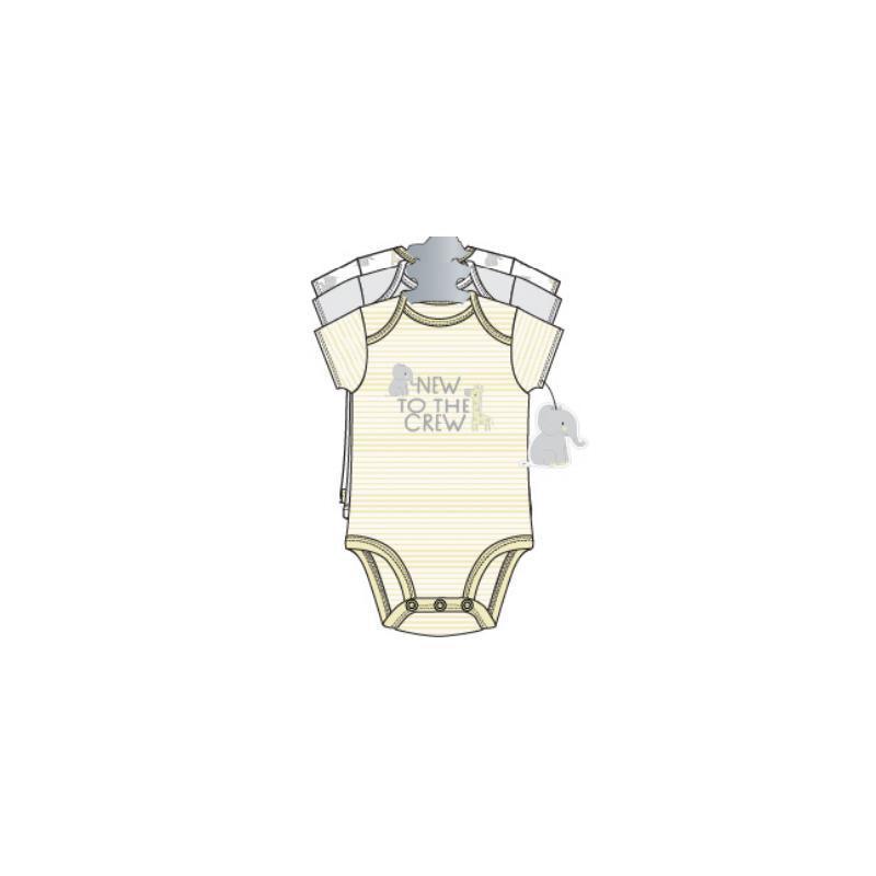 Cudlie - 3 Pk Bodysuit New To The Crew, Yellow and Gray Image 1
