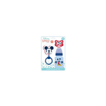 Cudlie Disney Mickey 3Pc Gift Set- Rattle, Baby Bottle & Pacifier - Blue & Red Image 1