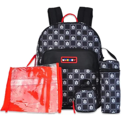 Cudlie - 5Pk Mickey Mouse Checker Print Diaper Backpack Image 1