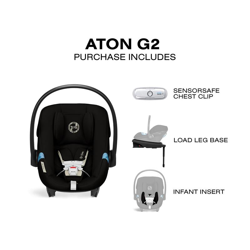 Cybex Aton G2 Infant Car Seat with Load Leg Base, Moon Black Image 3