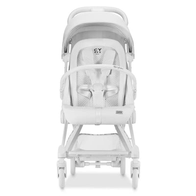 Cybex Coya Fashion Edition stroller in Urban Mobility White, featuring a lightweight design and safety harness.